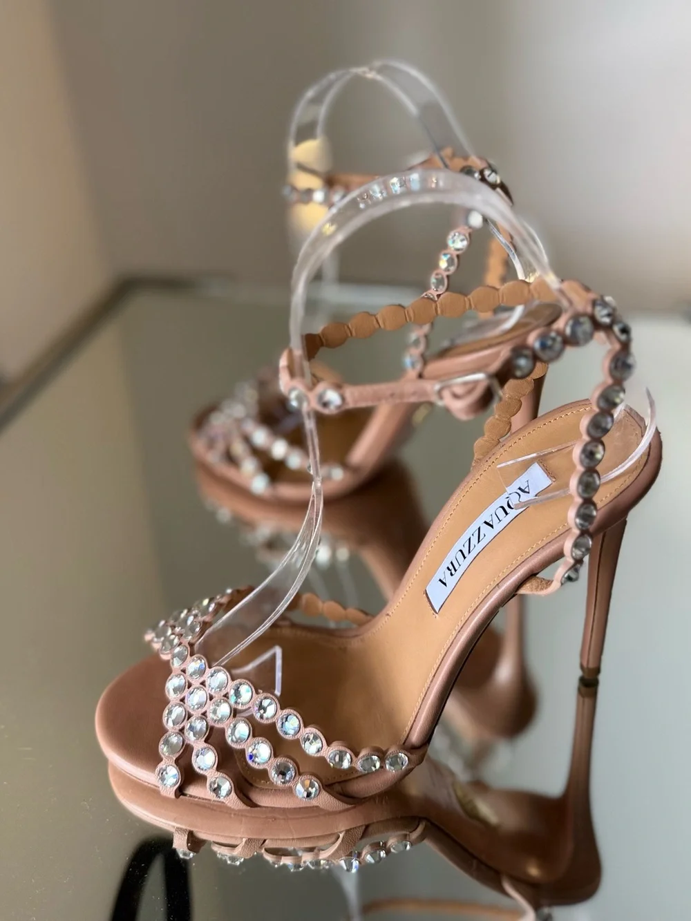 Like New AQUAZZURA Tequila 105 Blush Leather Sandals $1,630 37